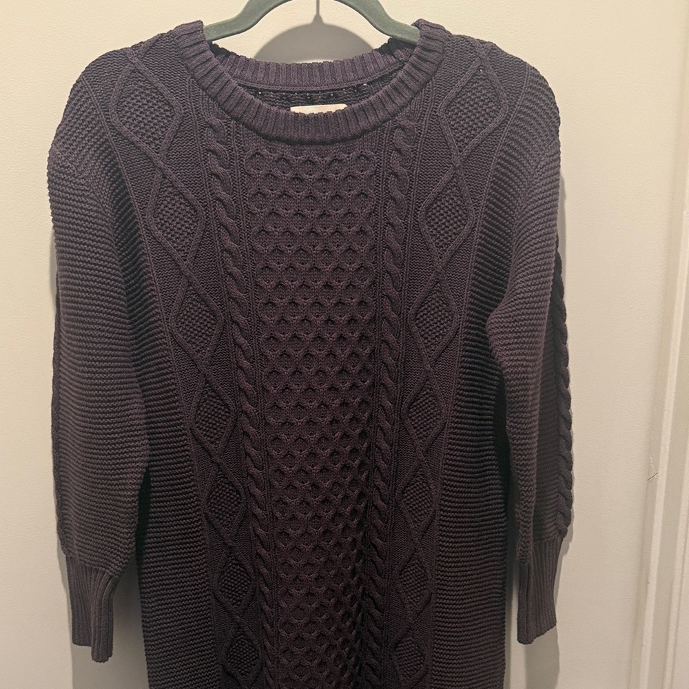 Pact Purple Cable Knit Midi Dress